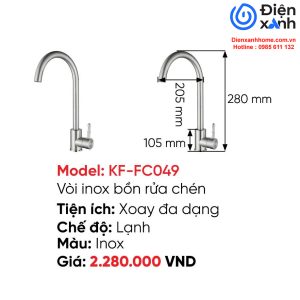 Vòi rửa Inox KAFF KF-FC049
