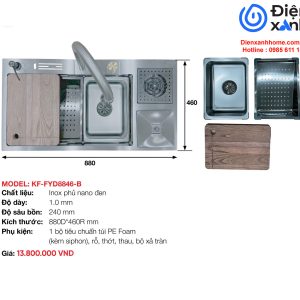 Chậu rửa Inox phủ Nano KAFF KF-FYD8846-B