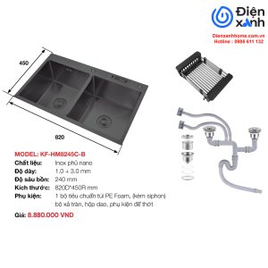 Chậu rửa Inox phủ Nano KAFF KF-HM8245C-B
