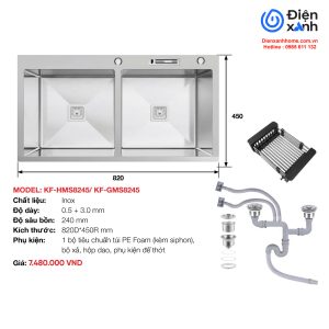 Chậu rửa Inox KAFF KF-HMS8245