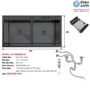 Chậu rửa Inox phủ Nano KAFF KF-HMS9050-B