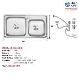 Chậu rửa Inox KAFF KF-M8045GHR