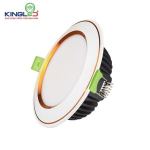 Đèn Âm Trần Diamond 10W Mặt Cong, Đổi Màu, Viền Vàng
