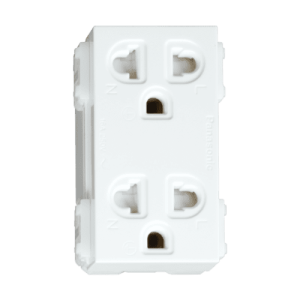 Ổ cắm đôi 3 chấu có màn che – Wide series