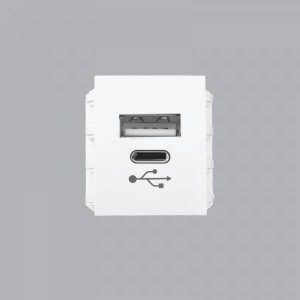 Ổ cắm sạc USB type A và type C, dòng điện DC 5V-3.1A mã A6USB-A/C